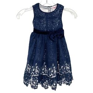 Nannette Toddler Girl’s Navy Blue Lace Party Dress
